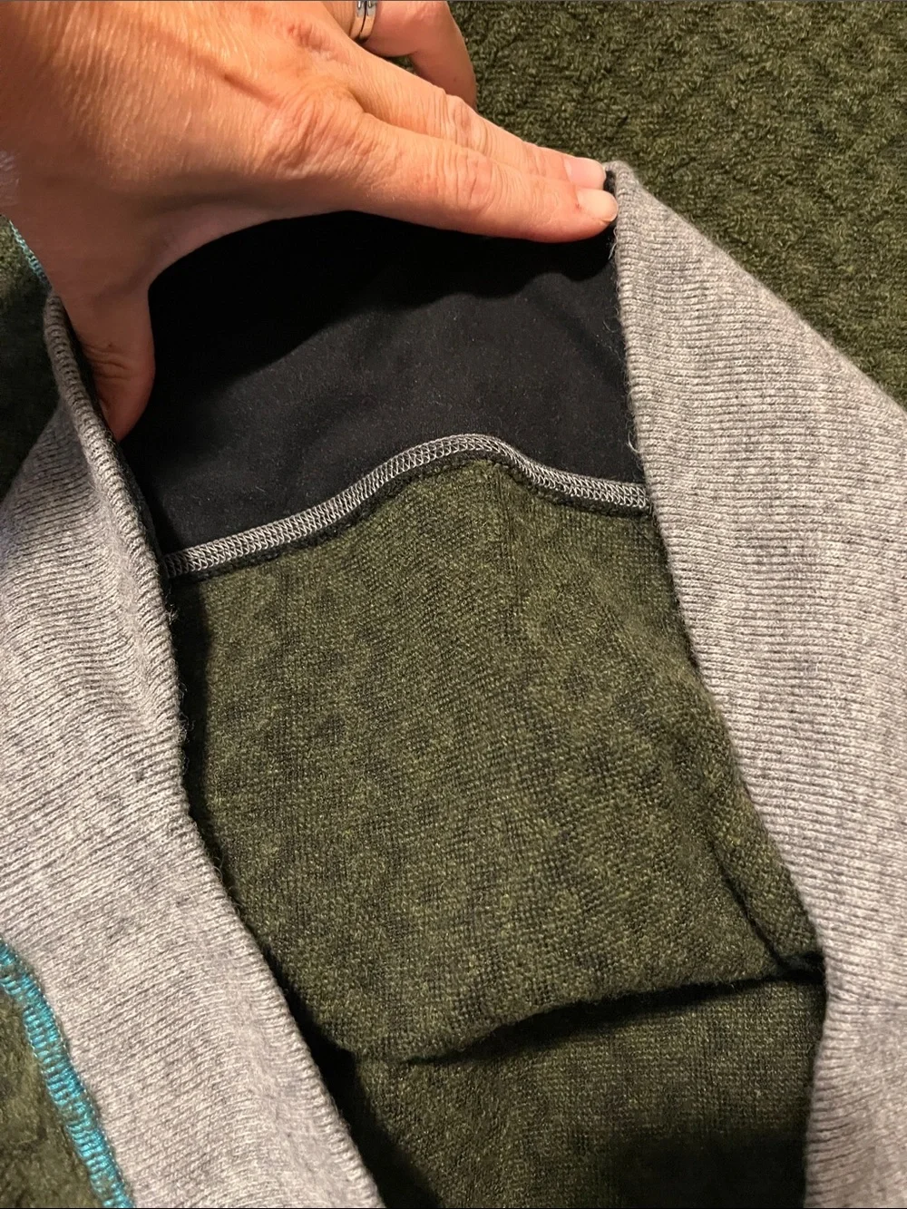 Prana Olive Green & Gray Women's Crewneck Sweater